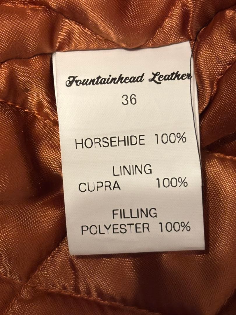 ファウンテンヘッドレザー　デルタ　Dポケダブルレザージャケット　36　茶　難あり