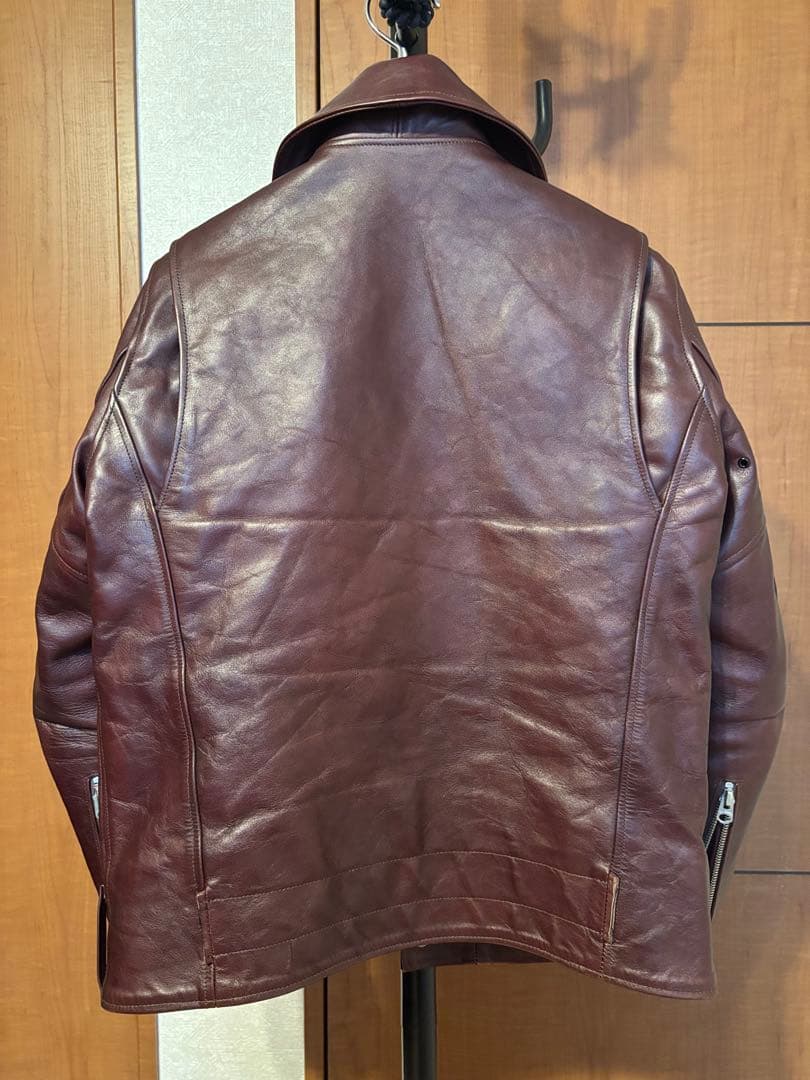 ファウンテンヘッドレザー　デルタ　Dポケダブルレザージャケット　36　茶　難あり