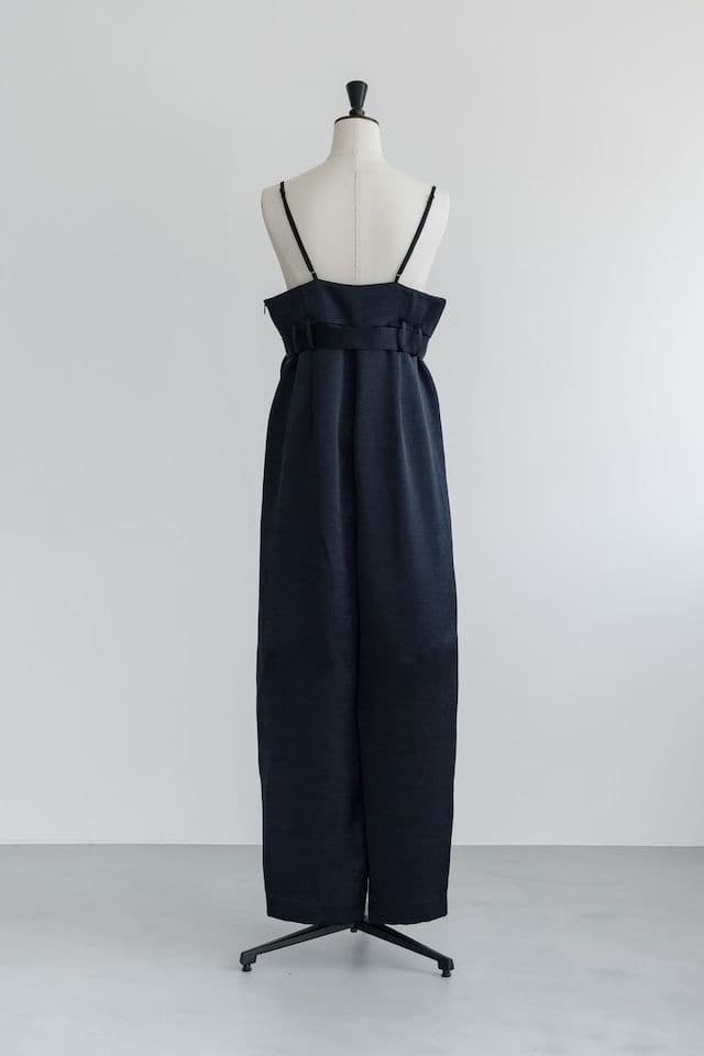 サロペット・オーバーオール・オールインワン roughlow otona satin wide salopette navy