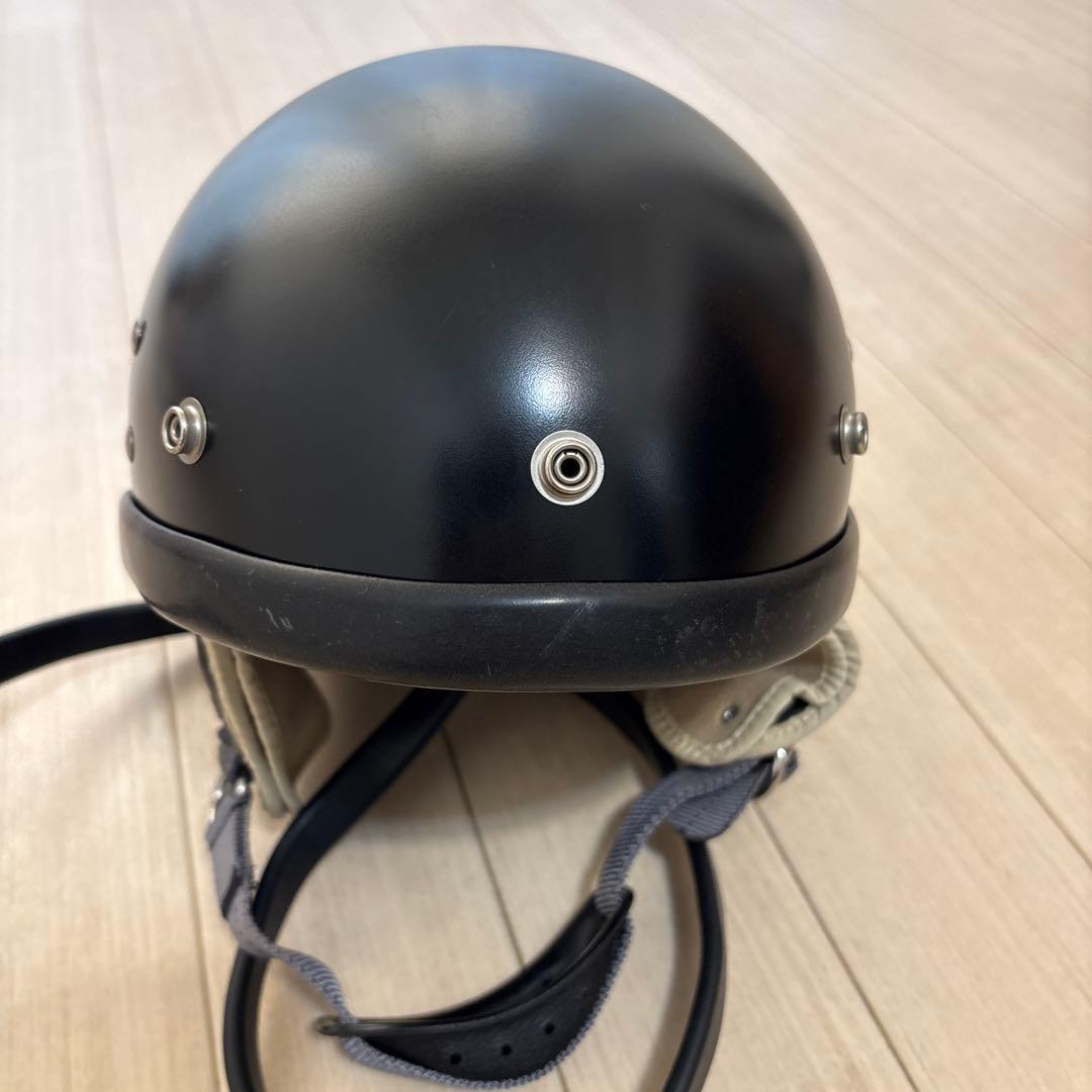 黒 半帽ヘルメット 金属ボタン付き