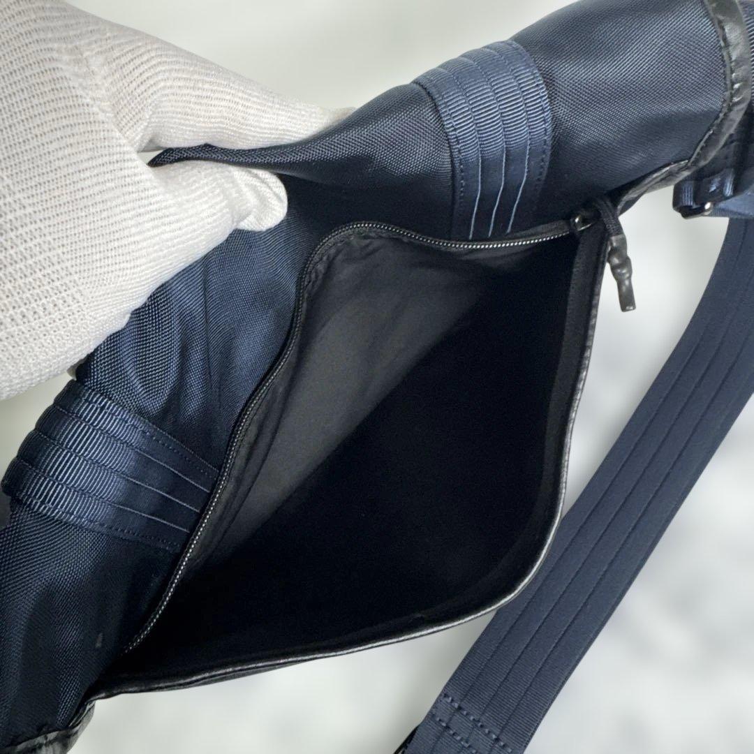 【美品✨】ポロ ラルフローレン メッセンジャーバッグ ショルダー レザー 紺系