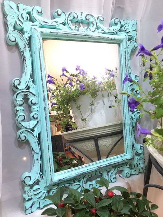 ミラー　♡ 鏡　♡ 水色