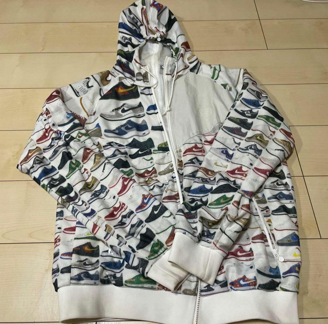 専用名作超激レアNIKE モノグラムスニーカー柄 パーカー XL