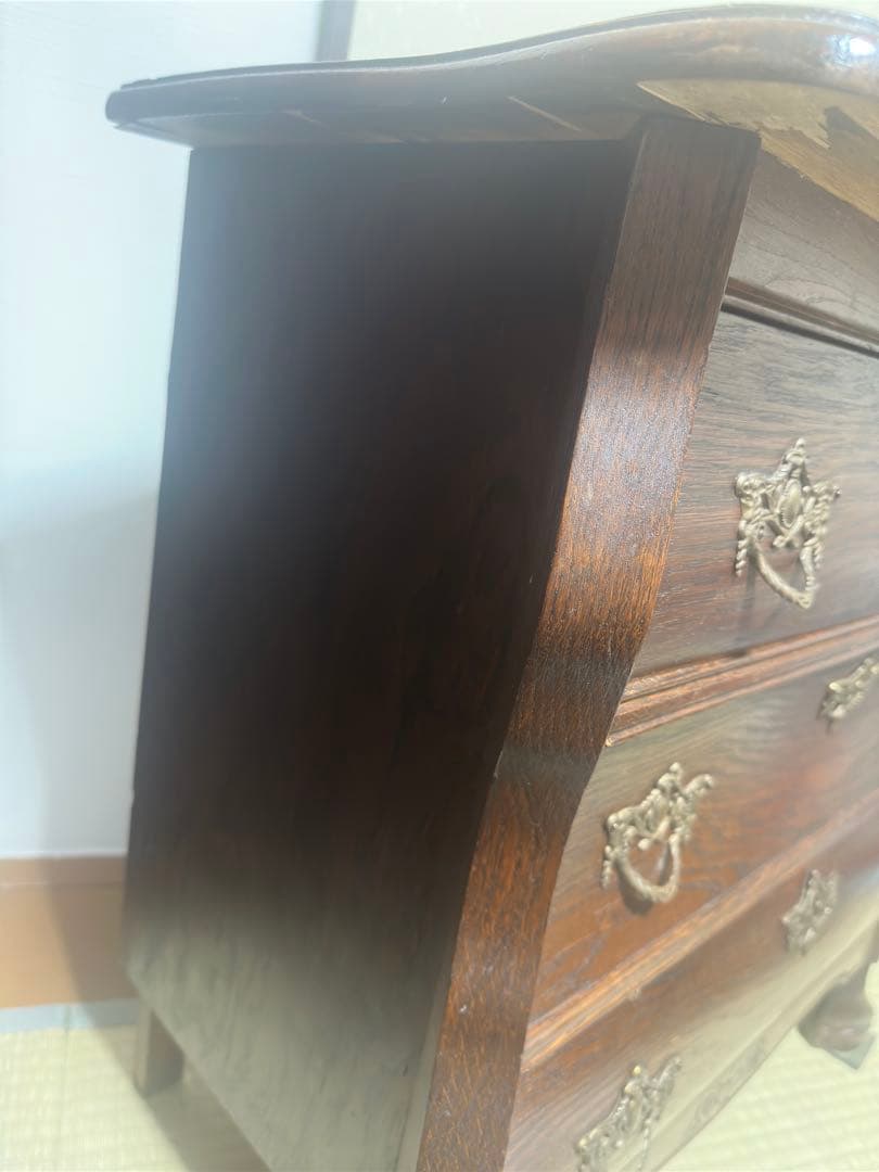 木製アンティークタンス 3段 引き出し1940年代フランス　オーク材　西洋