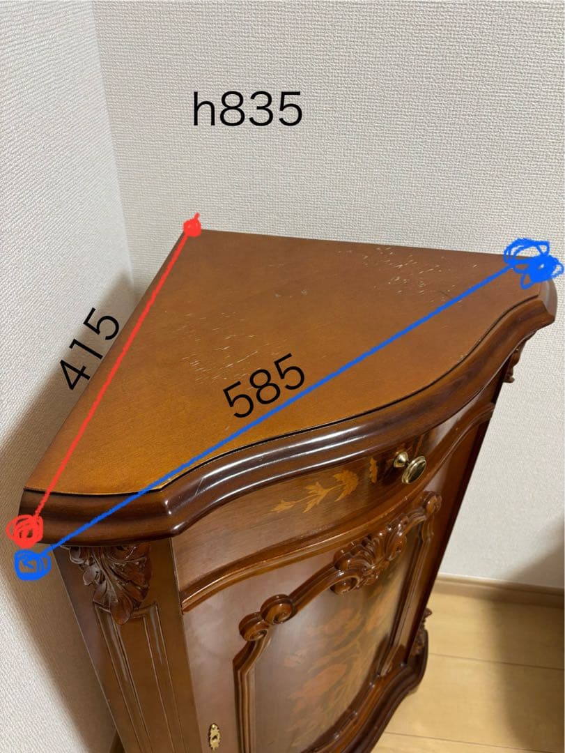 イタリア製家具　FP PASI 木製コーナーキャビネット　鍵付き