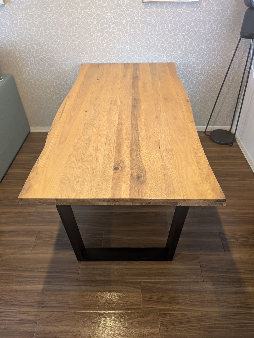 オーク無垢材　一枚板風　ダイニングテーブル　幅160cm