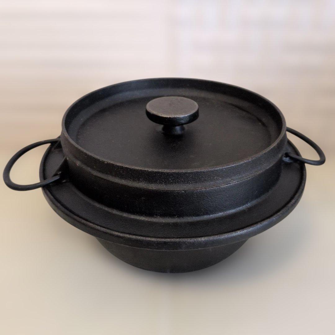 岩鋳 南部鉄器 ごはん鍋 3合炊き IH対応 ガス火 直火 ごはん釜