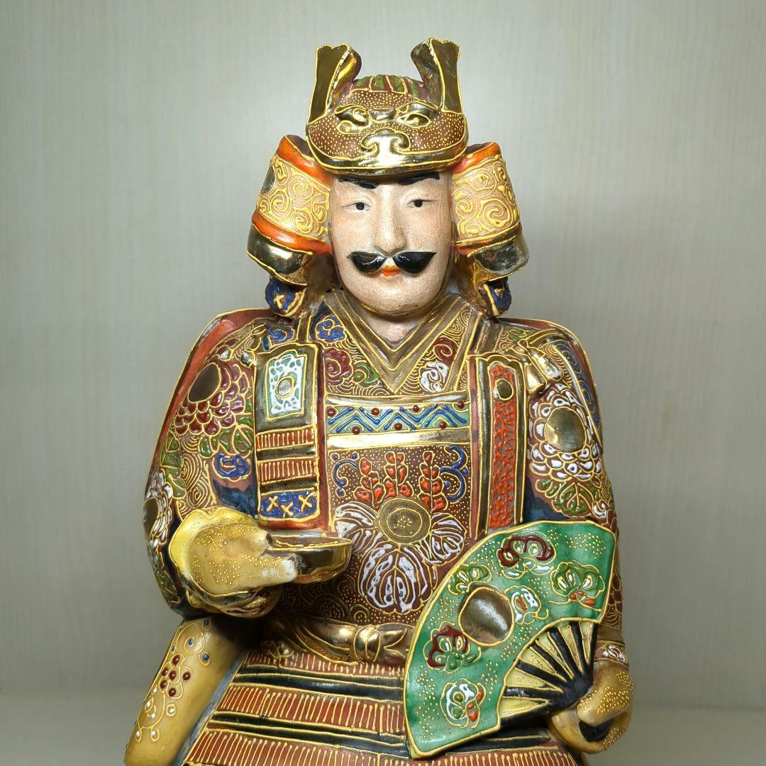 九谷焼　骨董　鎧武者　戦国武将　武士　高さ約３１センチ