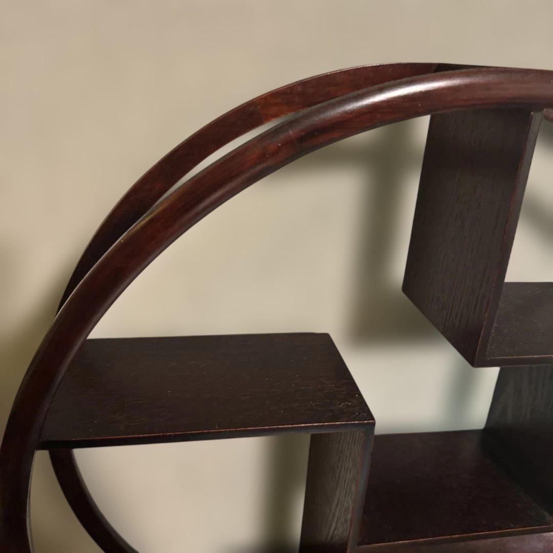 珍品棚 木製ラック 小物置き 飾り棚 花台 木製棚 丸型 卓上