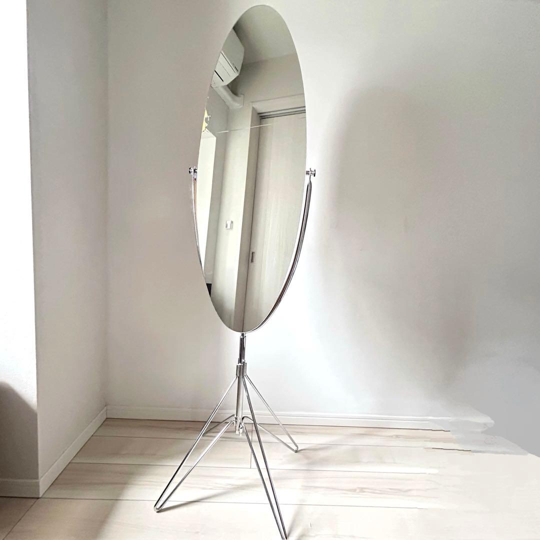 【80s】アスプルンド　アロー　スタンドミラー　全身鏡　オーバル　スペースエイジ