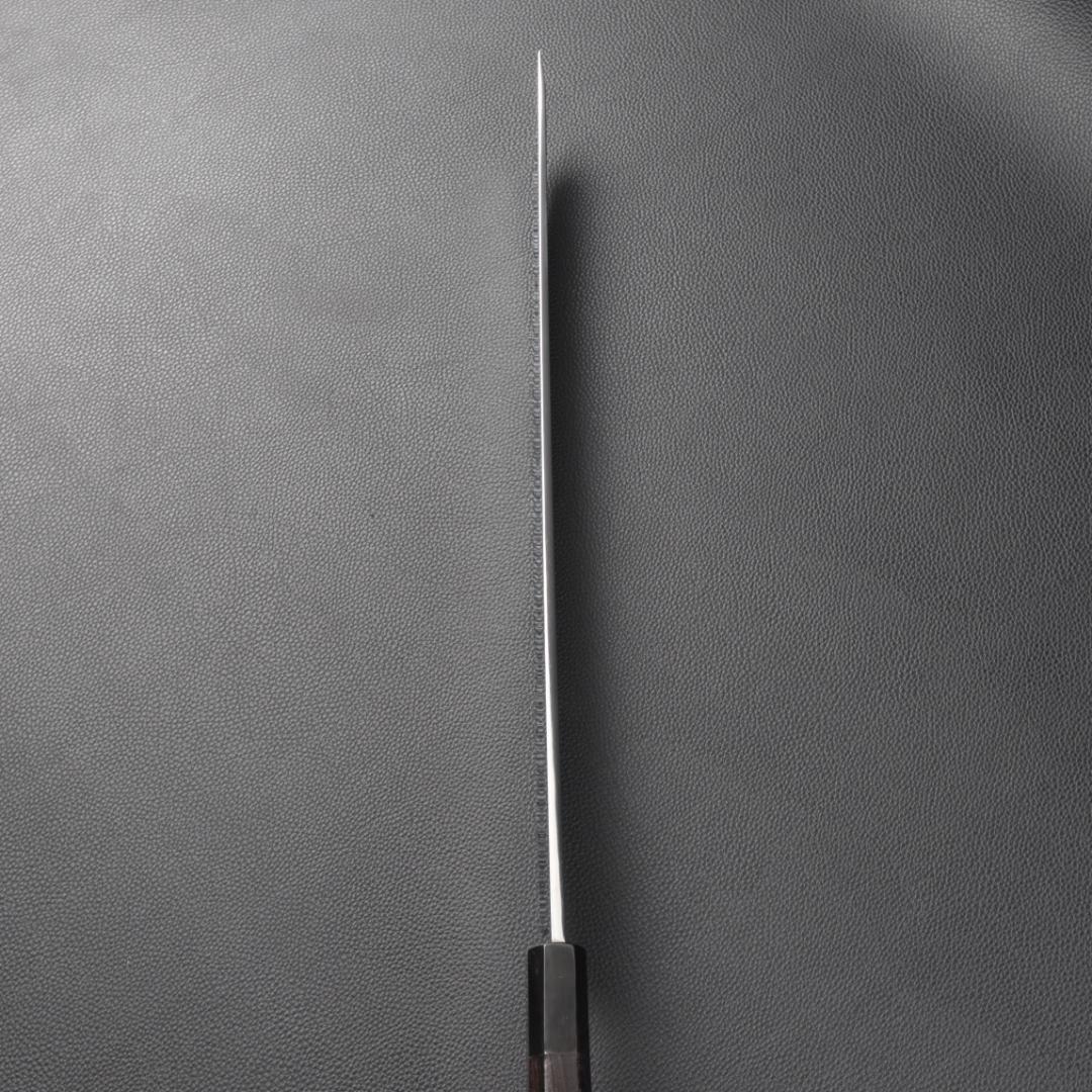 11188鬼反り先丸包丁尺二鏡面仕上げ刺身包丁 刃は究極の切れ味黒檀黒水牛八角柄