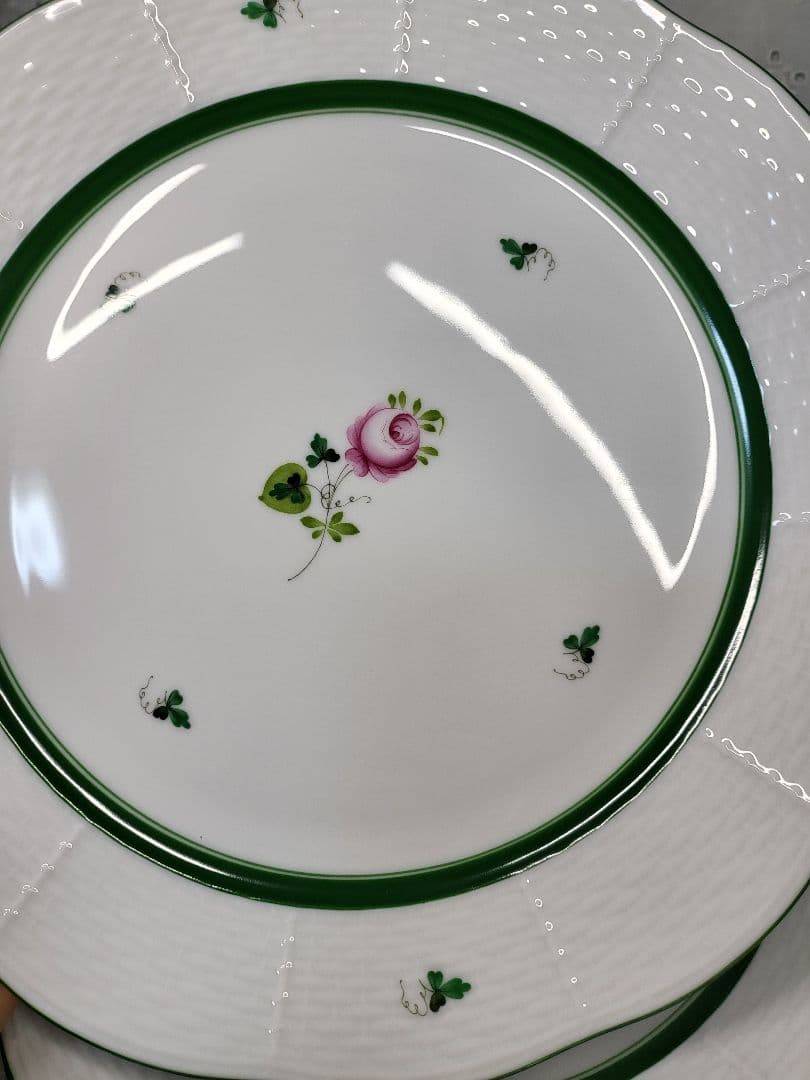 未使用近✨ヘレンド ウィーンのバラ プレート 26cm大皿 ピンク ローズ2枚②