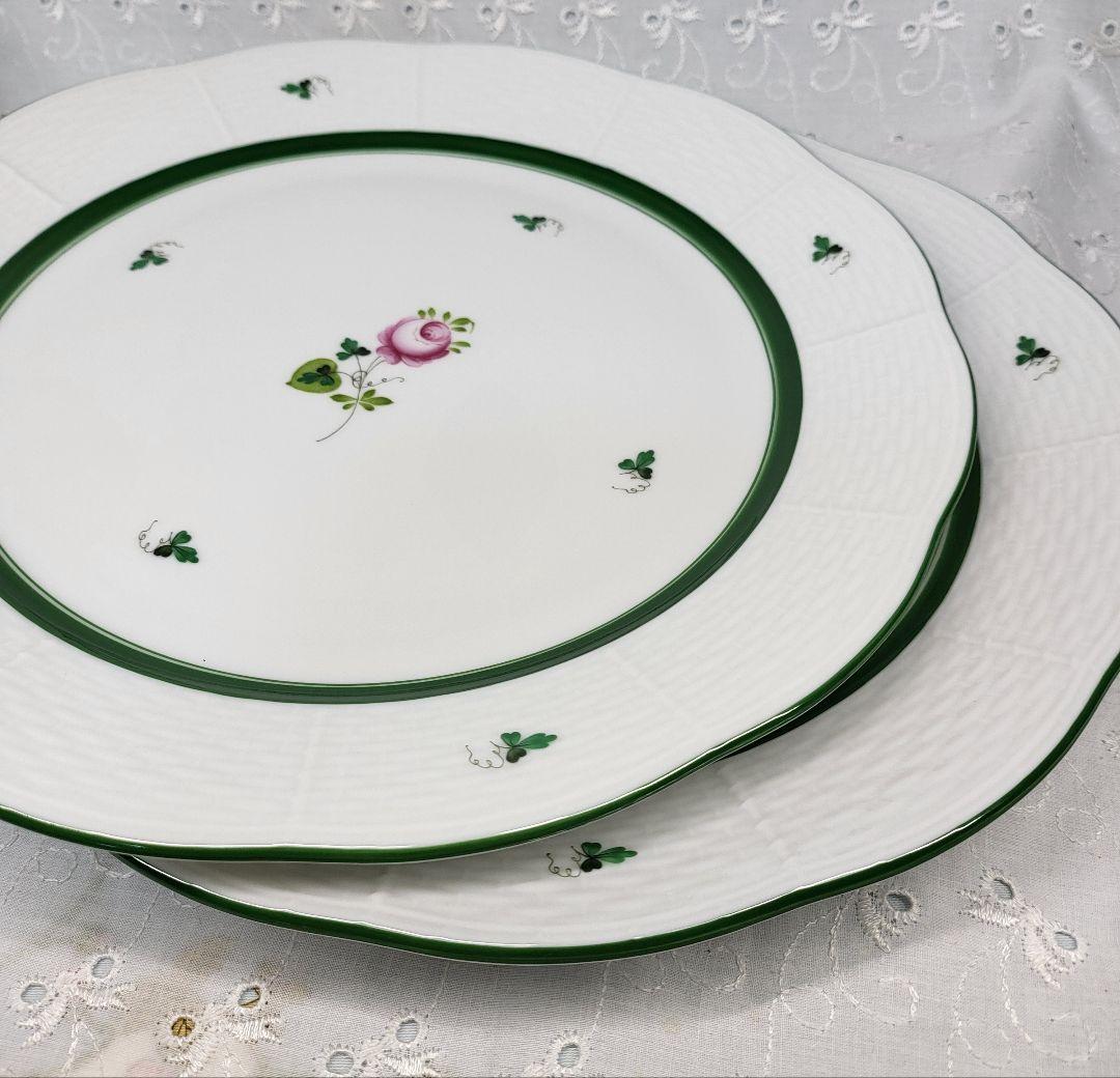 未使用近✨ヘレンド ウィーンのバラ プレート 26cm大皿 ピンク ローズ2枚②