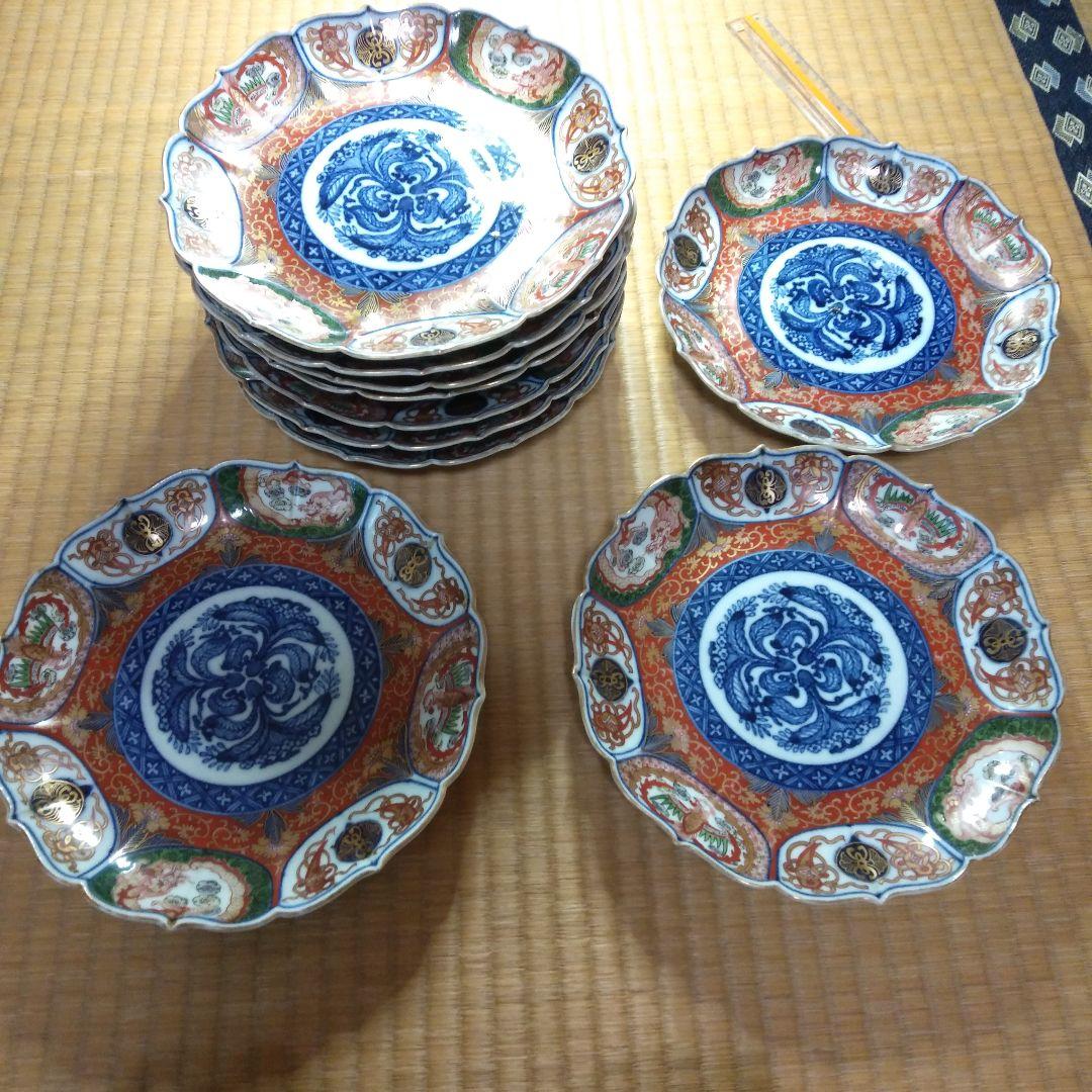 九谷焼　骨董品　今里赤絵大皿　10枚　伝統工芸品