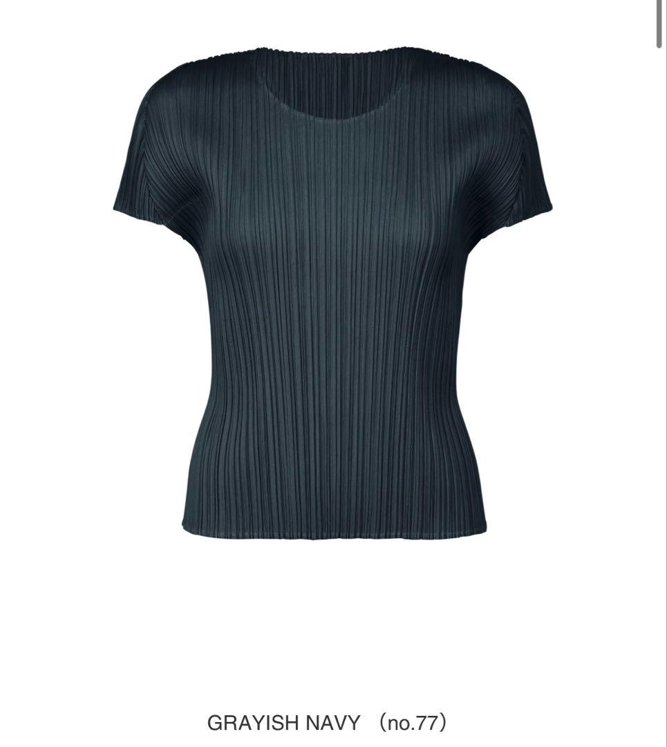 新品同様　タグ付き　プリーツプリーズ 4月　グレイッシュネイビー　トップス