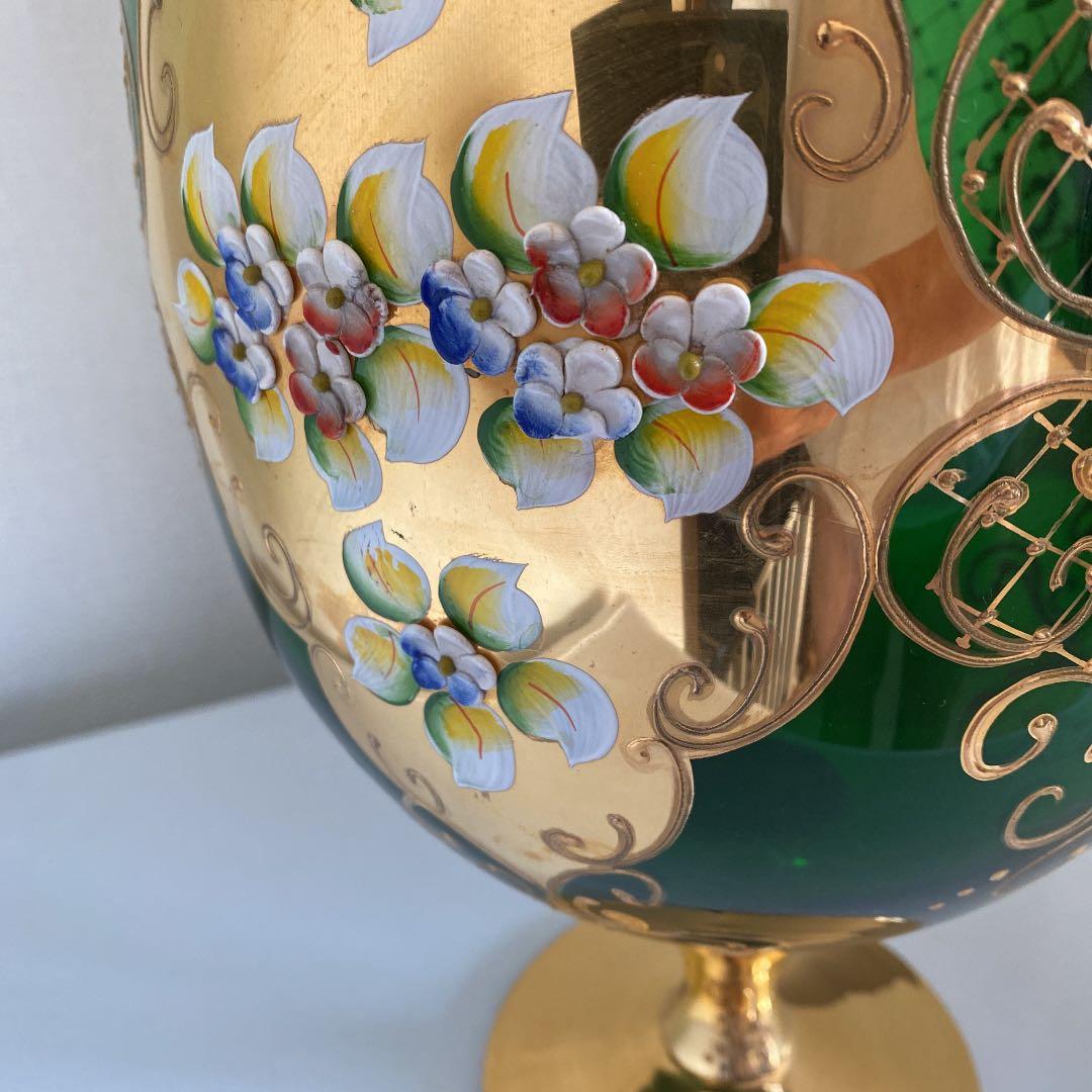 MURANO 特大 45.5㎝ ムラノ ハイエナメル ワイングラス型 特大花瓶