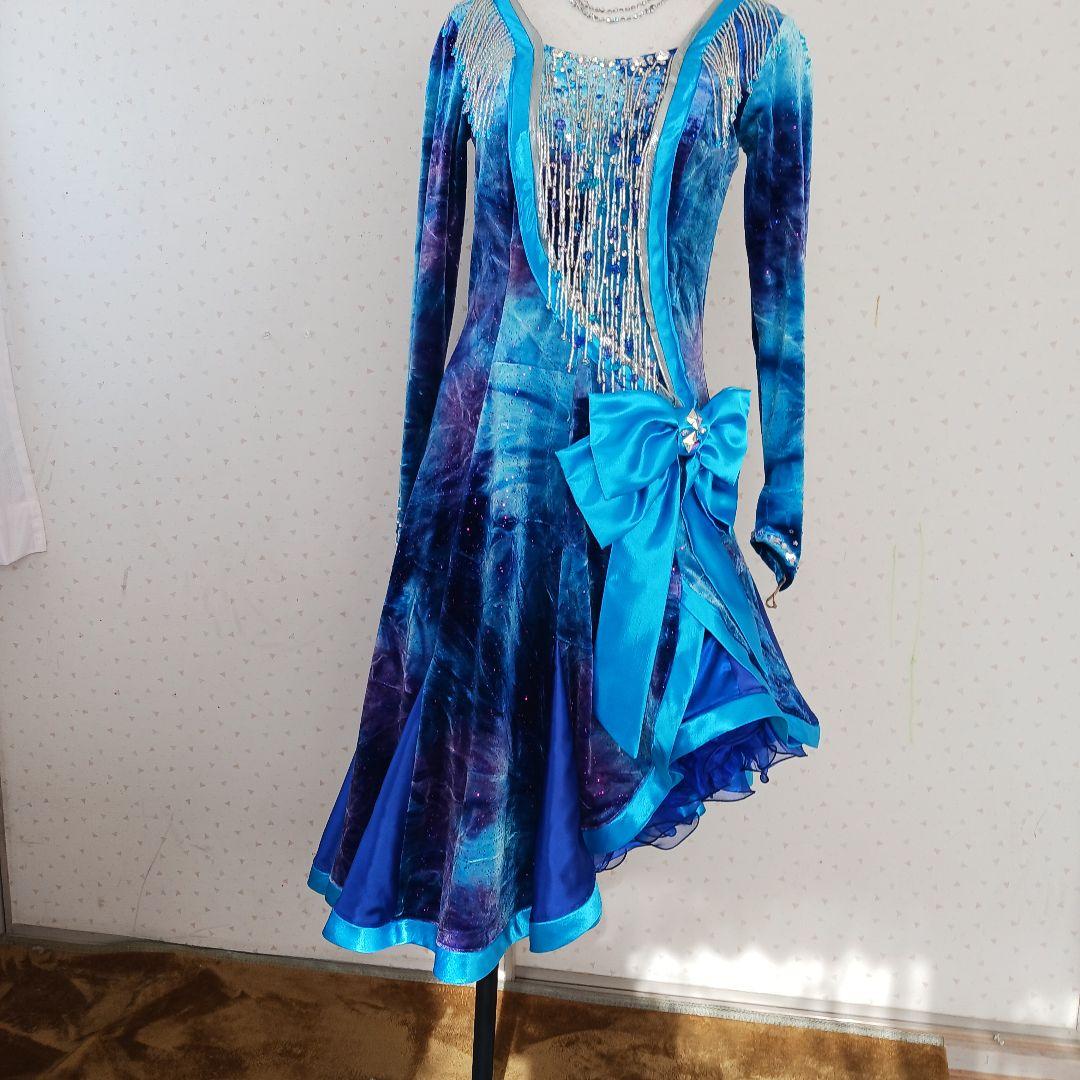 社交ダンス用ラテンドレス 青紫 グラデーション