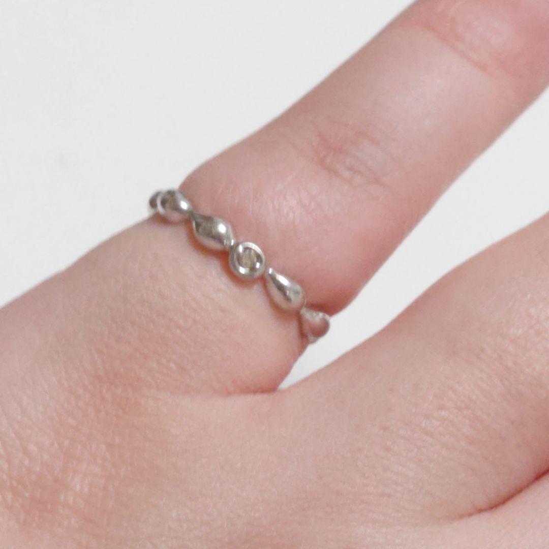 k10 ホワイトゴールド ダイヤモンド フリル デザイン 6号 リング 10金