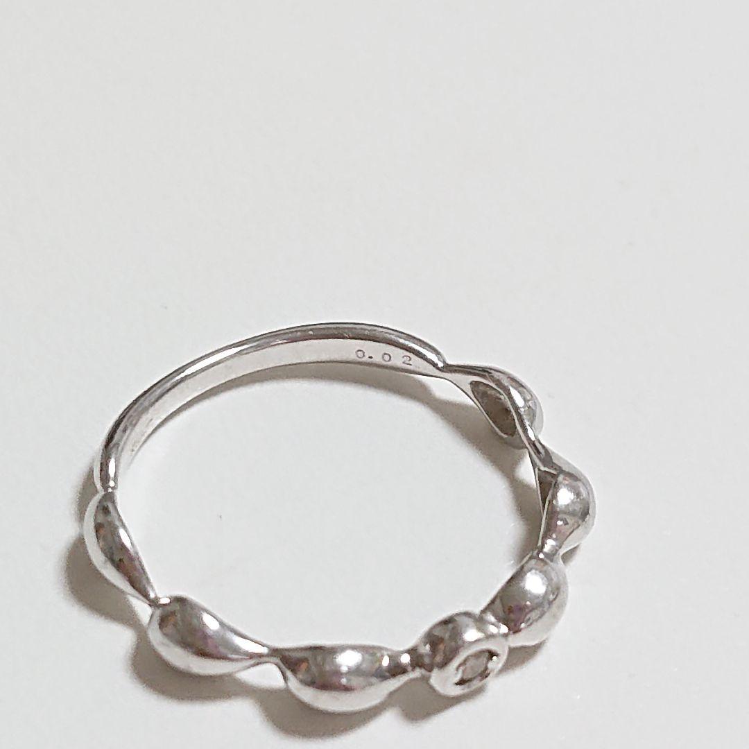 k10 ホワイトゴールド ダイヤモンド フリル デザイン 6号 リング 10金