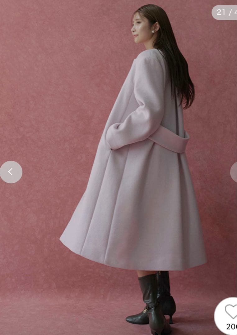 【25年完売品★新品タグ付き】CELFORD カシミヤ混ノーカラーコート38