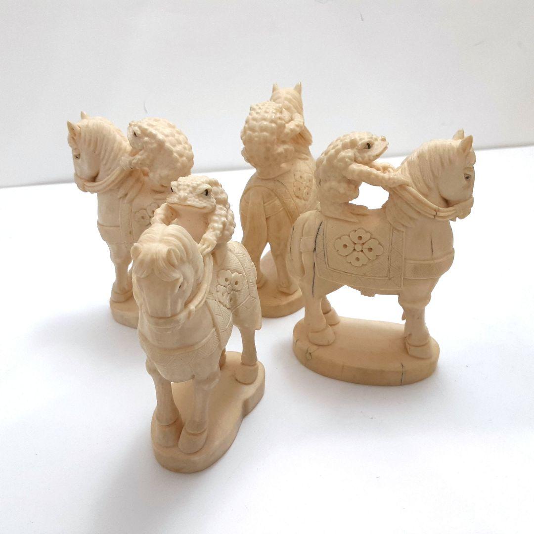 Y1238 極上 細密彫刻 カエル チェス駒 32体 総重量2087g