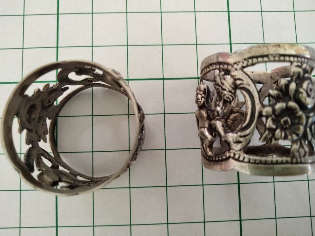 最終価格８３５シルバー.ナプキンリング、ヒルデスハイムの薔薇、天使、