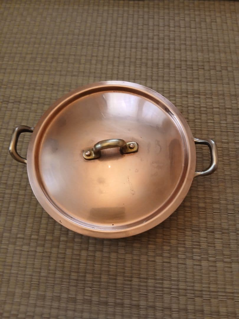 フランス製純銅両手付き丸ソトワ-ル鍋