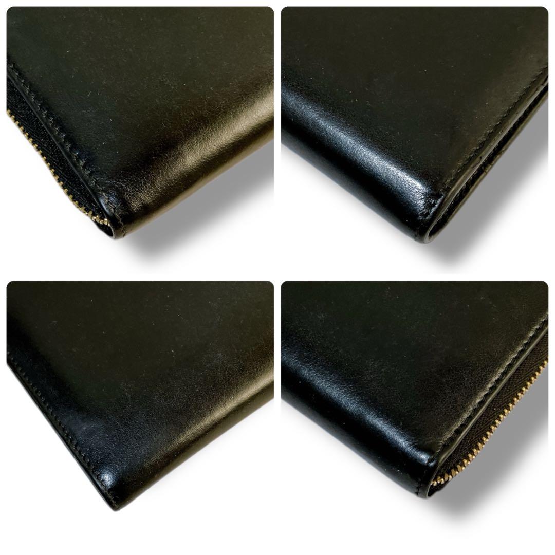 ジルサンダー イタリア製 L字ファスナー レザー ミニウォレット ブラック 黒