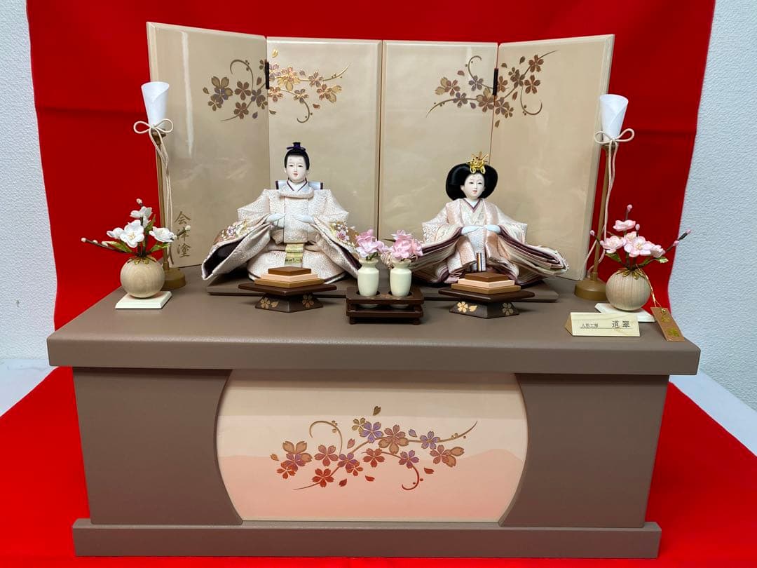 雛人形　会津塗り収納セット・人形工房　道翠・間口約５５×奥行約３５×高さ約４９㎝