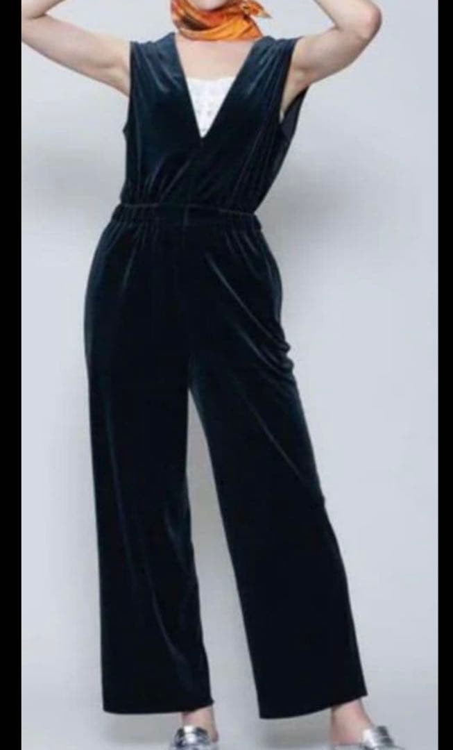 6 （ROKU） ベロア Vネック オールインワン