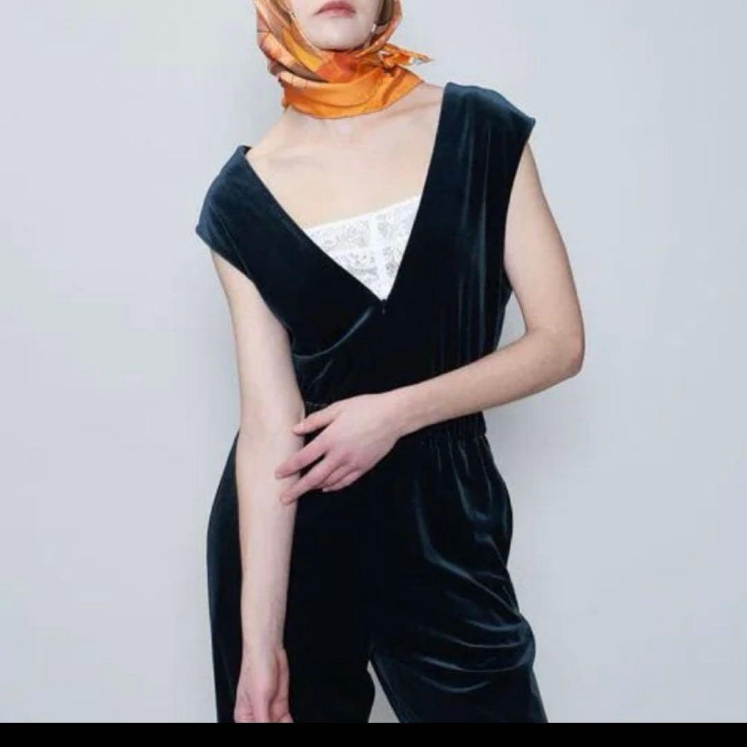 6 （ROKU） ベロア Vネック オールインワン