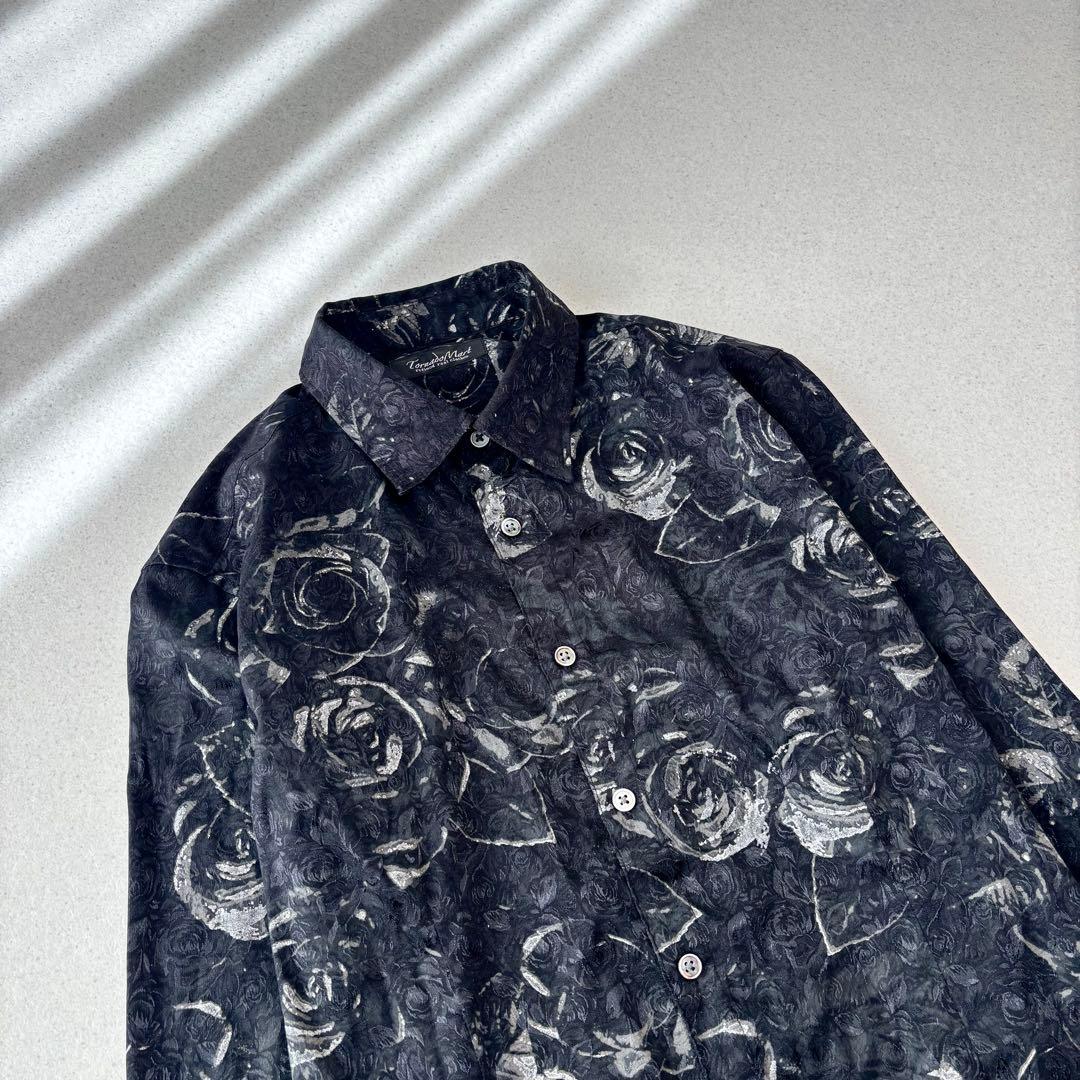 トップス TORNADO MART glossy rose print shirt M