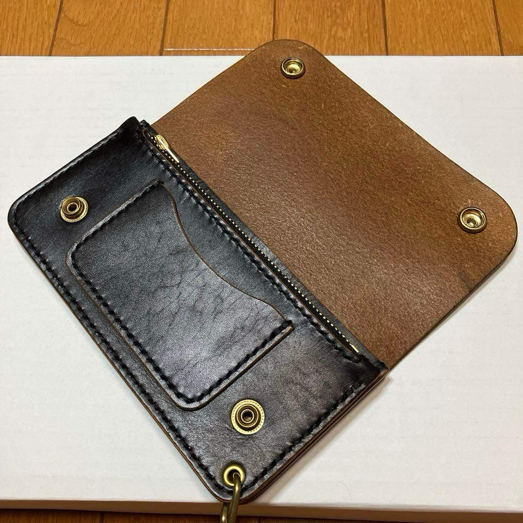 [ハンドメイド]トラッカーウォレット ヘリテイジ ブラック茶芯180×95