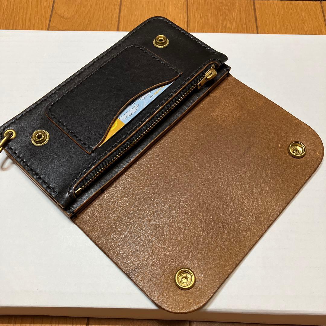 [ハンドメイド]トラッカーウォレット ヘリテイジ ブラック茶芯180×95