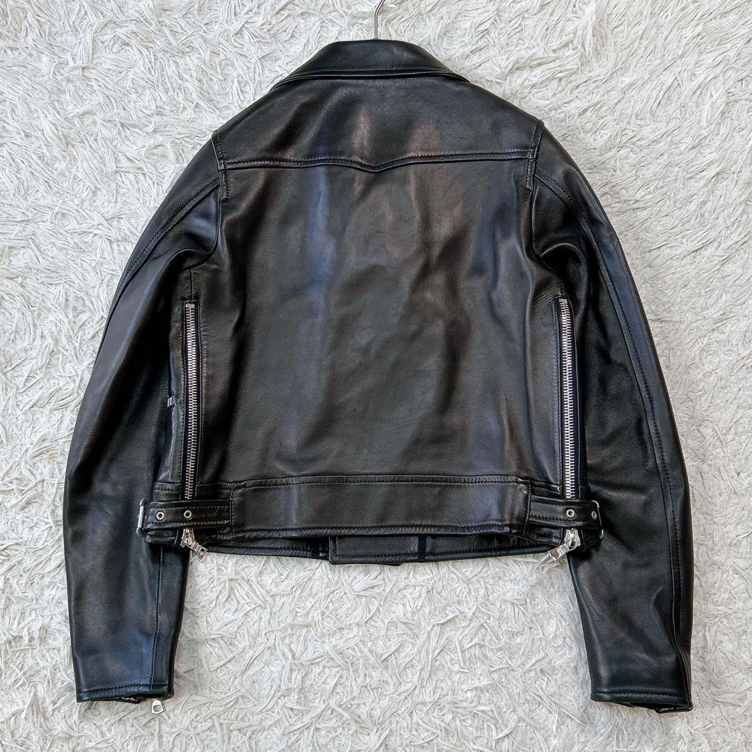 【美品】ドゥロワー ダブル ライダース ジャケット ラムレザー 36 ブラック