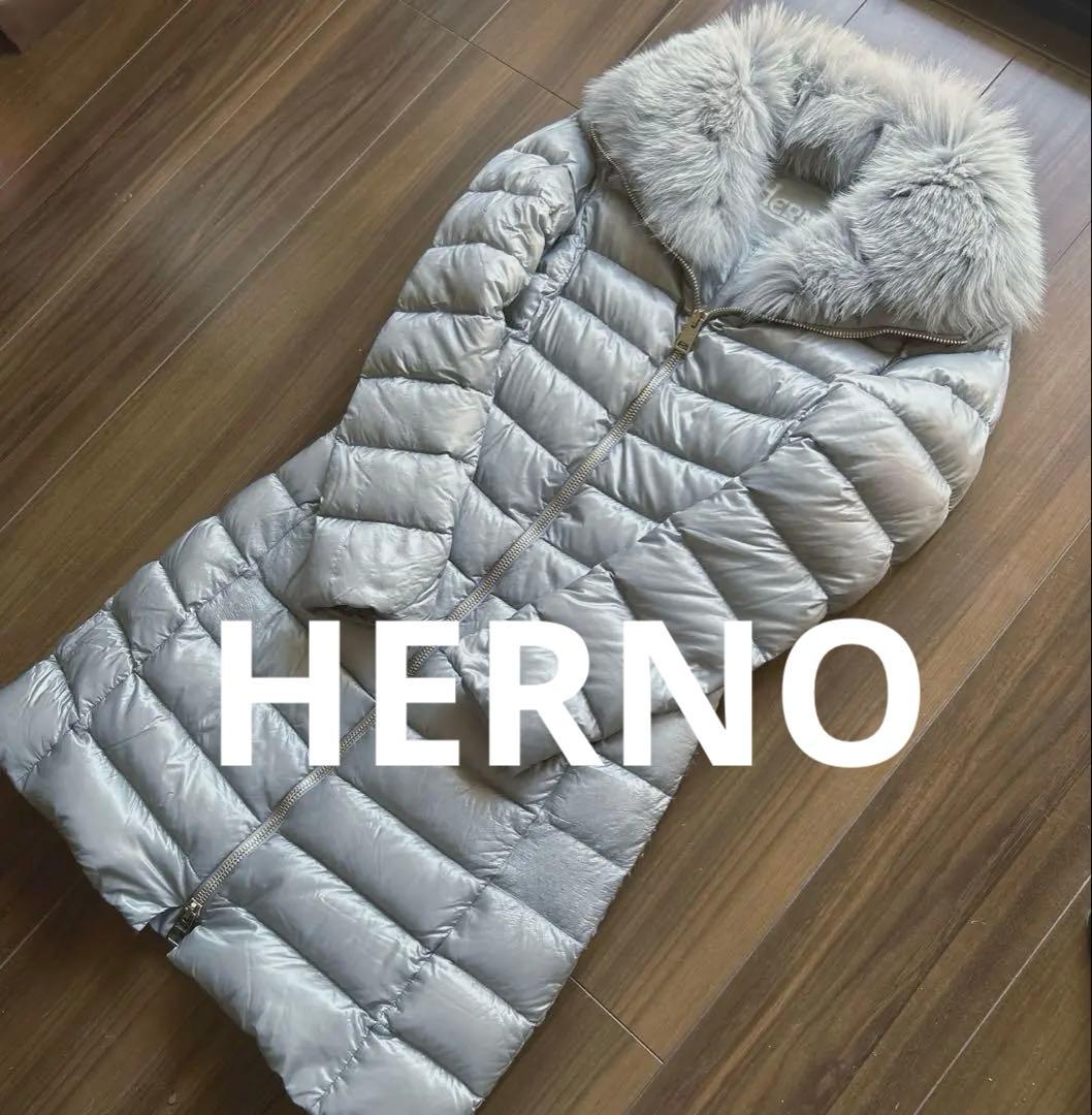 みHERNO ヘルノ エリサ ダウン コート グレー 40 ファー