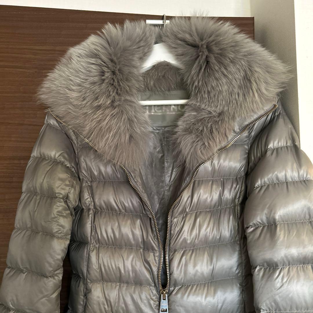 みHERNO ヘルノ エリサ ダウン コート グレー 40 ファー