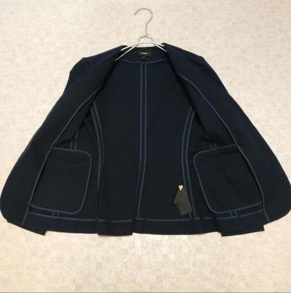 セオリー ノーカラージャケットパンツスーツ テーパード セットアップ ネイビー