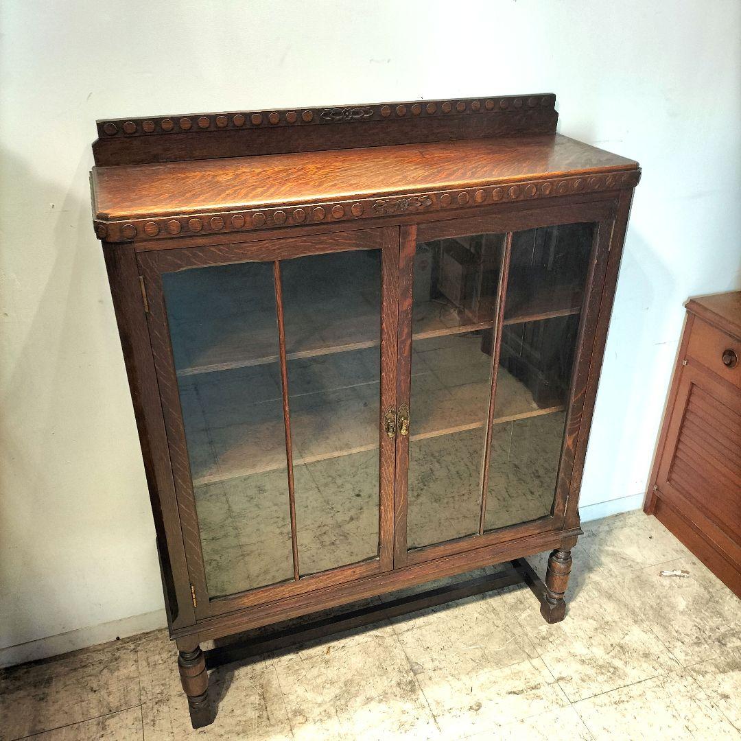 ドバライ送料込M♦希少　英国　アンティーク　ガラスキャビネット