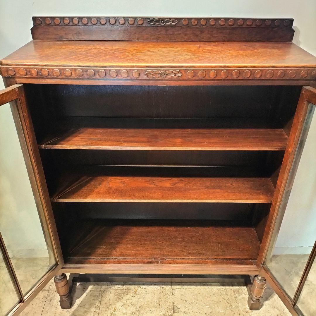 ドバライ送料込M♦希少　英国　アンティーク　ガラスキャビネット