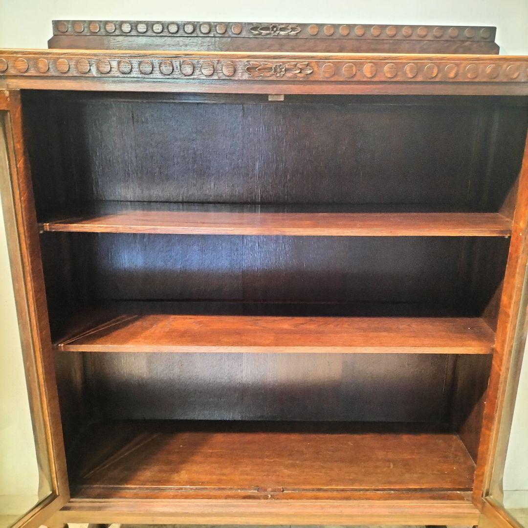 ドバライ送料込M♦希少　英国　アンティーク　ガラスキャビネット