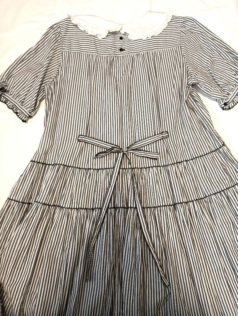 ピンクハウス　半袖ストライプワンピース