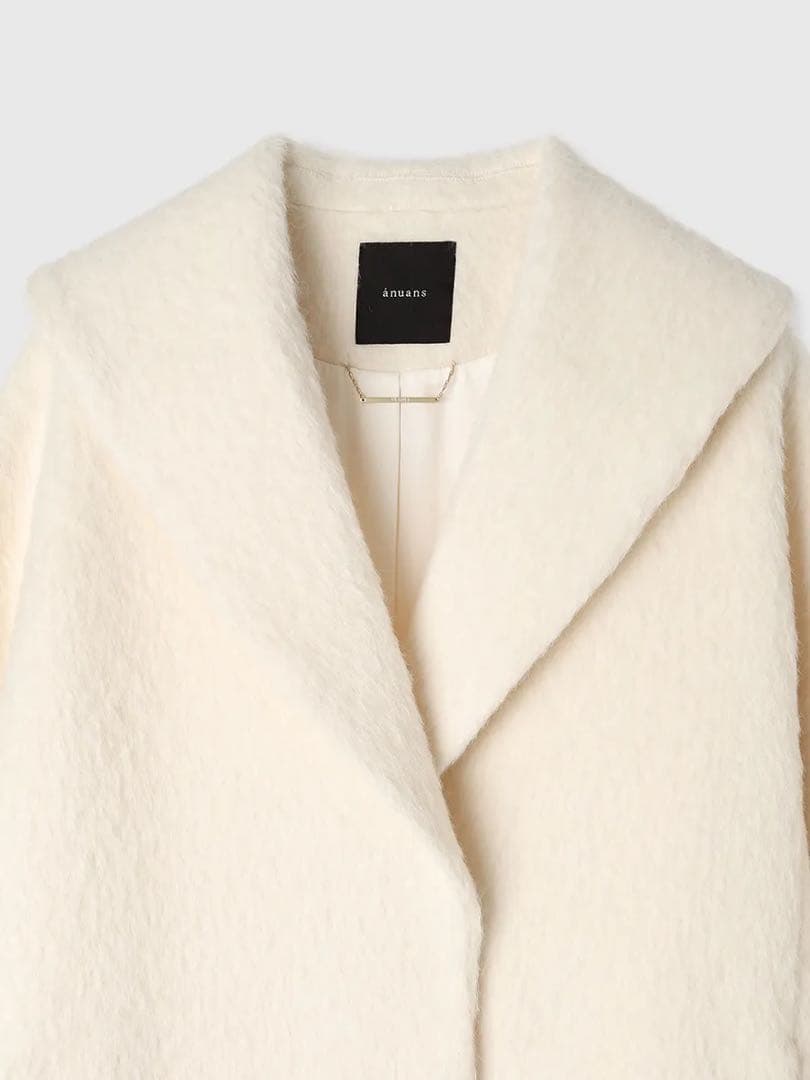 anuans アルパカウールショールカラーコート