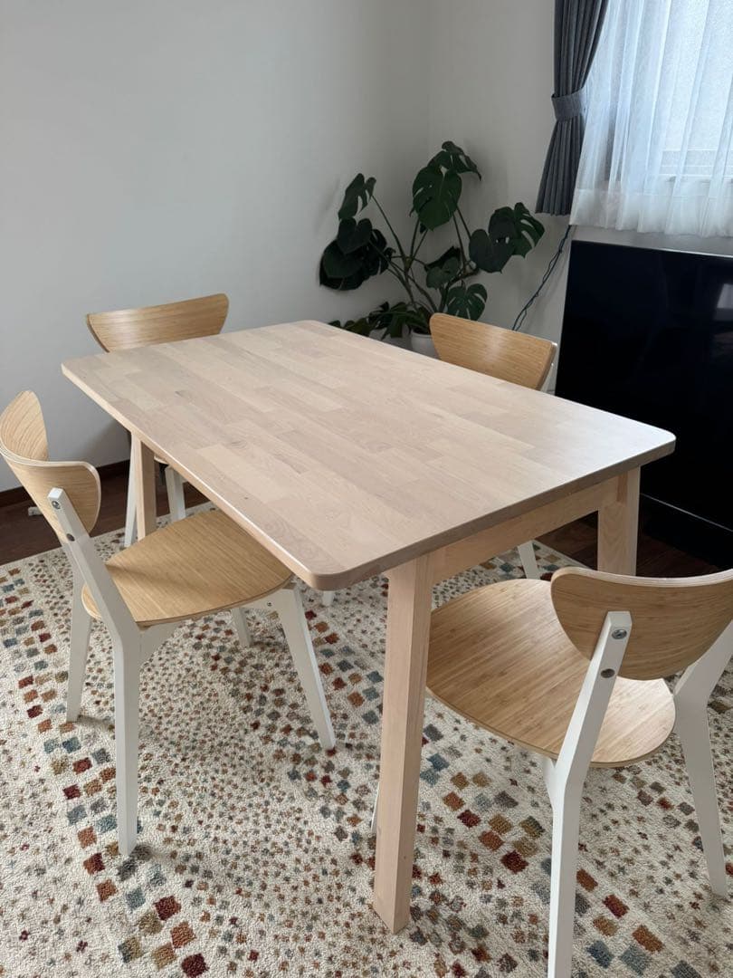【東京都内 直接引取】木製ダイニングテーブル＆チェア4脚セット IKEA