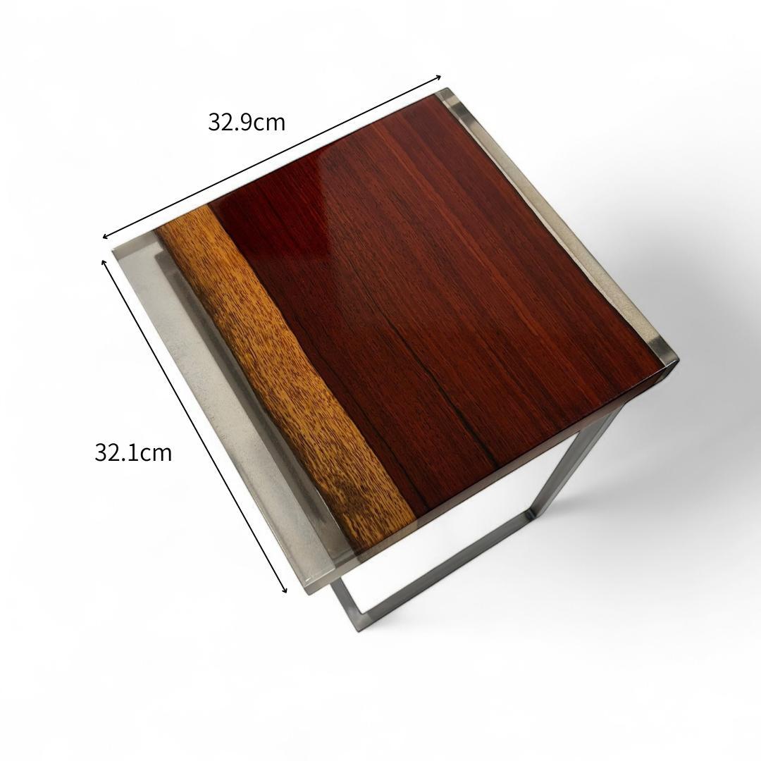 サイドテーブル アイアン 無垢 木製 一枚板 コの字 おしゃれ ベッド 50cm