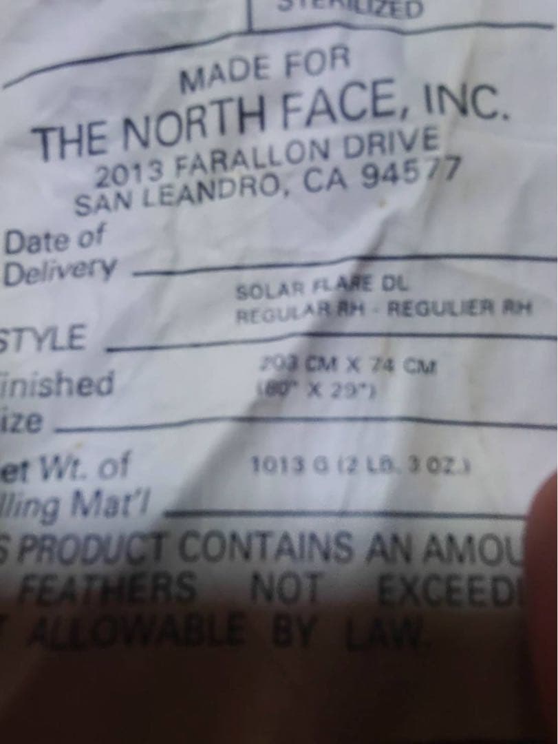 THE NORTH FACE 寝袋 青・黒 フード付き