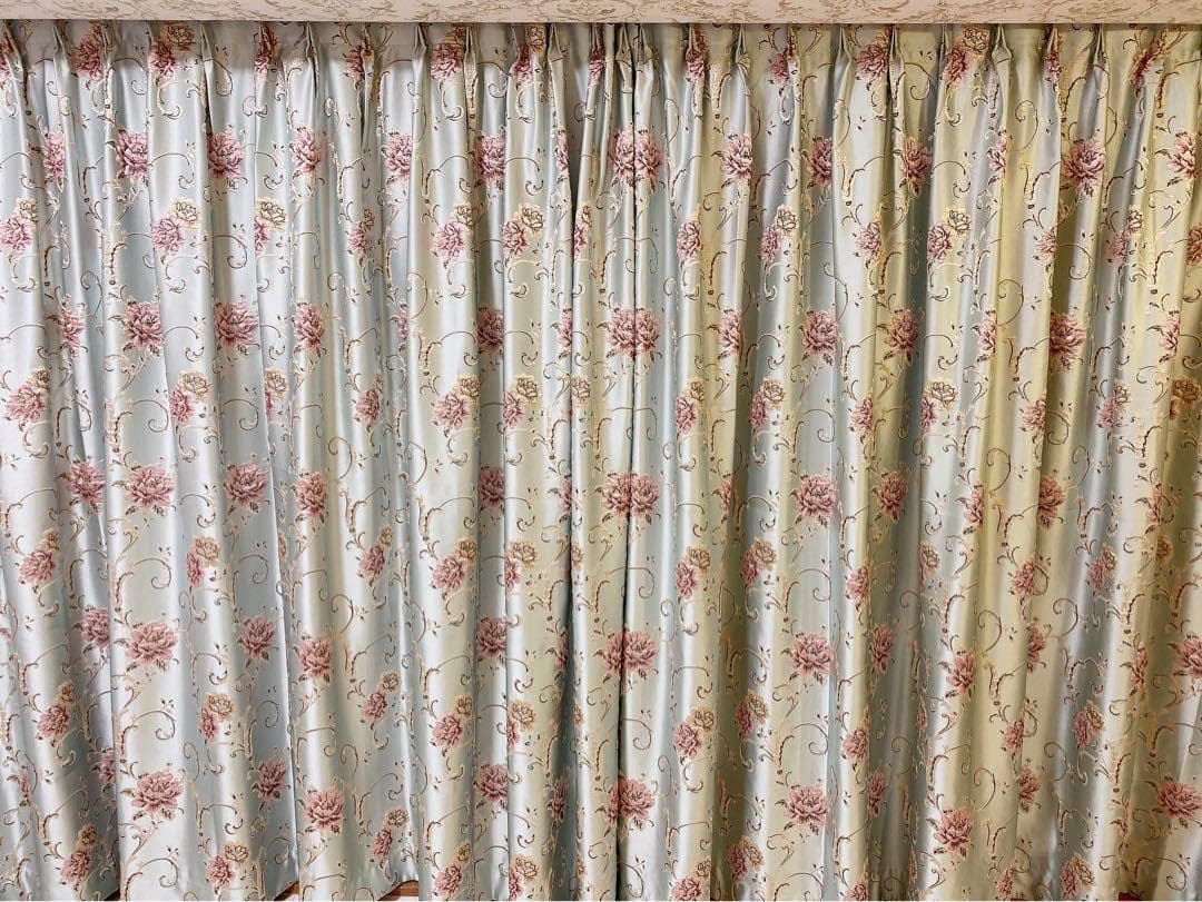 【セール】ヨーロピアン 2倍ヒダ おしゃれ 北欧 花柄 高級オーダーカーテン