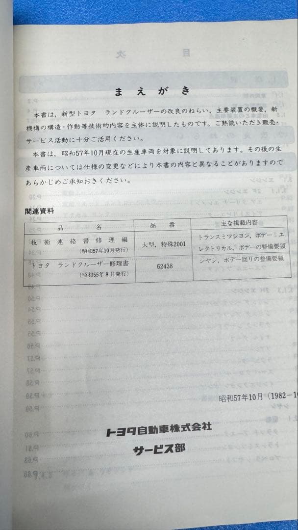 トヨタ ランドクルーザー サービスマニュアル 1982年10月　61471