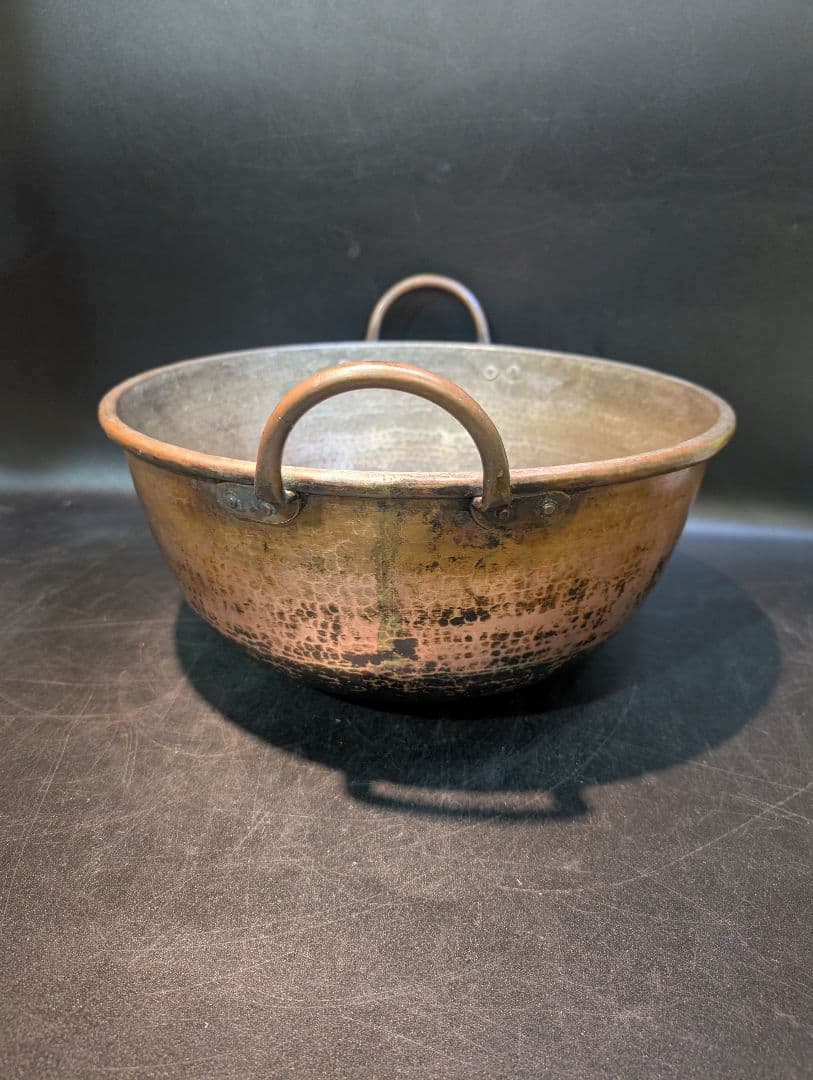 純銅 大ぶり 取っ手付 あんこ鍋 直径35㎝ 銅製 銅鍋 槌目 製菓 業務用プロ