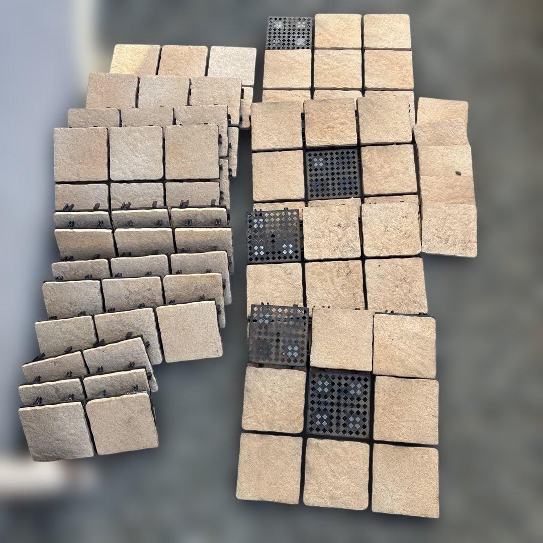 ベランダ、バルコニー、庭用アンティーク調石材タイル105枚 神奈川県横須賀市